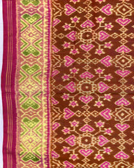 Pink & Rust Brown Navratan Patola Saree