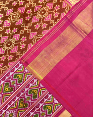 Pink & Rust Brown Navratan Patola Saree