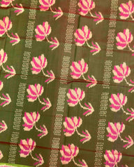 Pink & Mahendi Green Fancy Flower Patola Saree