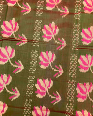 Pink & Mahendi Green Fancy Flower Patola Saree