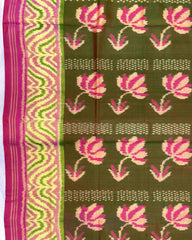 Pink & Mahendi Green Fancy Flower Patola Saree