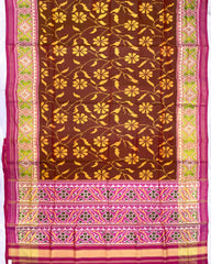 Pink & Rust Brown Fancy Flower Patola Saree