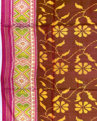 Pink & Rust Brown Fancy Flower Patola Saree