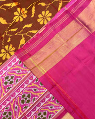 Pink & Rust Brown Fancy Flower Patola Saree