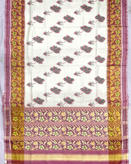 Light Pink & Off White Fancy Flower Patola Saree