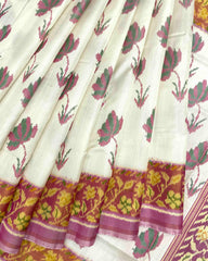 Light Pink & Off White Fancy Flower Patola Saree