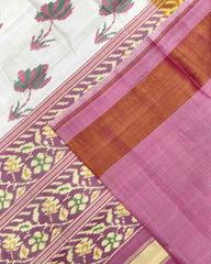 Light Pink & Off White Fancy Flower Patola Saree