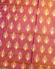 Parrot Green & Peack Pink Fancy Leaves Patola Saree