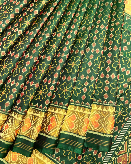 Green Fancy Flower Design Patola Saree