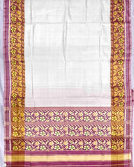 Light Pink & White Plain Patola Saree