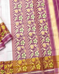 Light Pink & White Plain Patola Saree