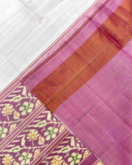 Light Pink & White Plain Patola Saree