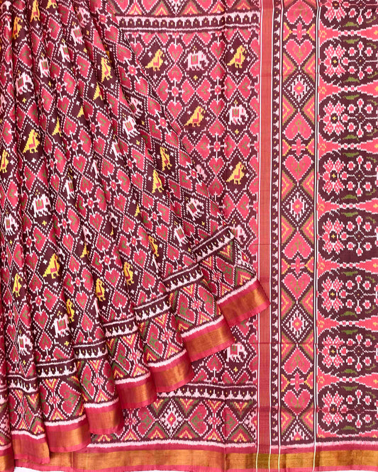 Carrot Pink Small Narikunj Patola Saree