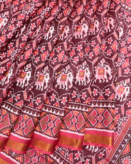 Carrot Pink Elephant Manekchowk Patola Saree