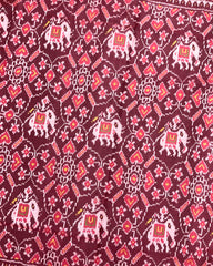 Carrot Pink Elephant Manekchowk Patola Saree