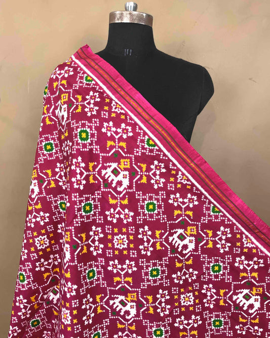 Pink Elephant Navratan Mix Patola Dupatta