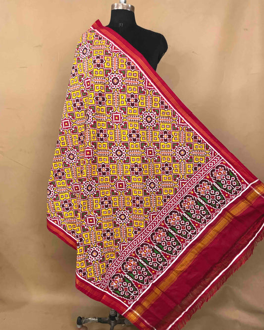 Red & Yellow Manekchowk Patola Dupatta