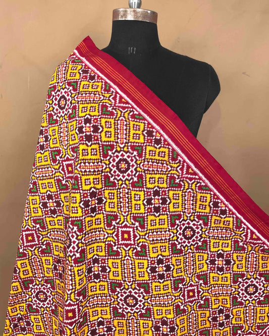 Red & Yellow Manekchowk Patola Dupatta