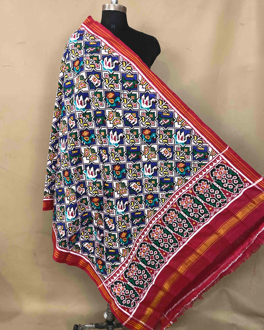 Red & White Small Narikunj Patola Dupatta