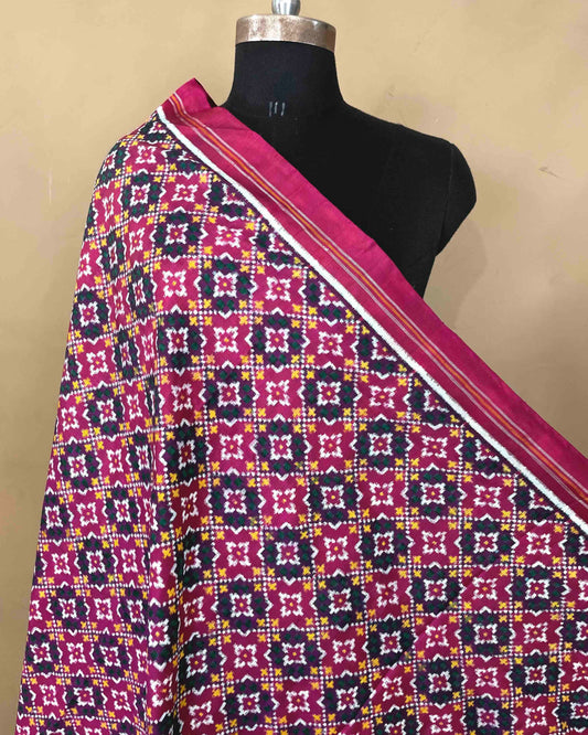 Pink Buttonful Patola Dupatta