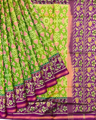 Purple & Parrot Green Navrata Patola Saree