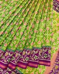 Purple & Parrot Green Navrata Patola Saree