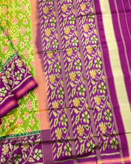 Purple & Parrot Green Navrata Patola Saree