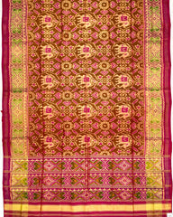 Pink & Rust Manekchowk Elephant Patola Saree