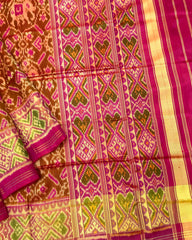 Pink & Rust Manekchowk Elephant Patola Saree