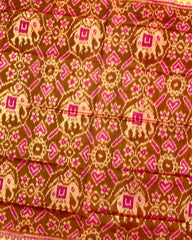 Pink & Rust Manekchowk Elephant Patola Saree