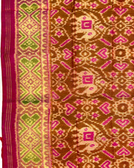 Pink & Rust Manekchowk Elephant Patola Saree