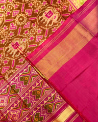 Pink & Rust Manekchowk Elephant Patola Saree