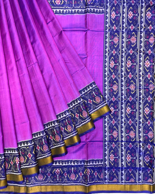 Blue & Purple Plain Patola Saree