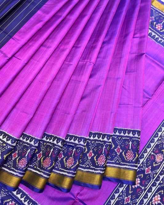 Blue & Purple Plain Patola Saree