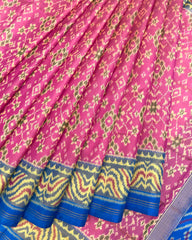 Sky Blue & Light Pink Navratan Patola Saree