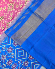 Sky Blue & Light Pink Navratan Patola Saree