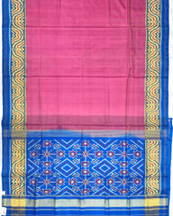 Sky Blue & Light Pink Plain Patola Saree