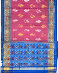 Sky Blue & Light Pink Fancy Leaves Patola Saree