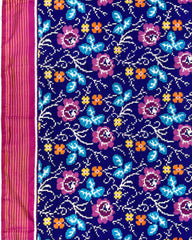 Pink & Blue Fancy Flower Patola Saree