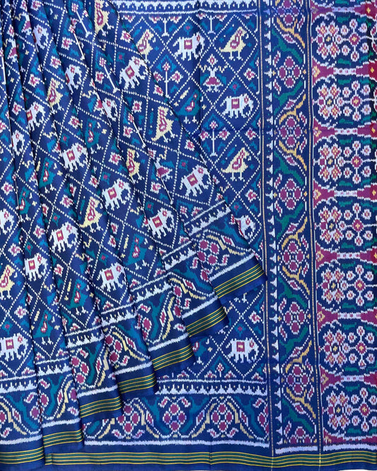 Turquoise Blue Narikunj Patola Saree