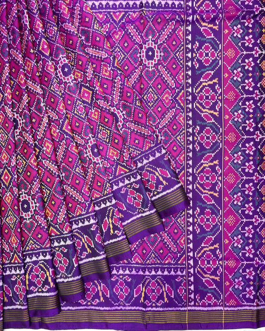 Purple & Pink Manekchowk Patola Saree