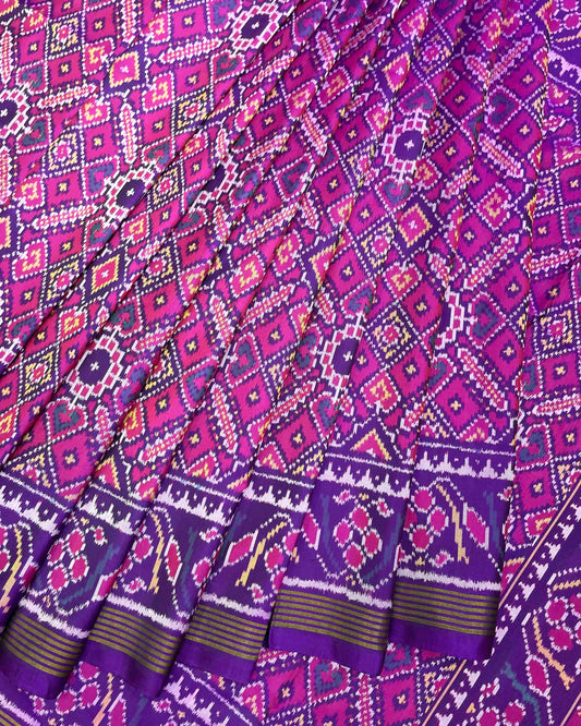 Purple & Pink Manekchowk Patola Saree