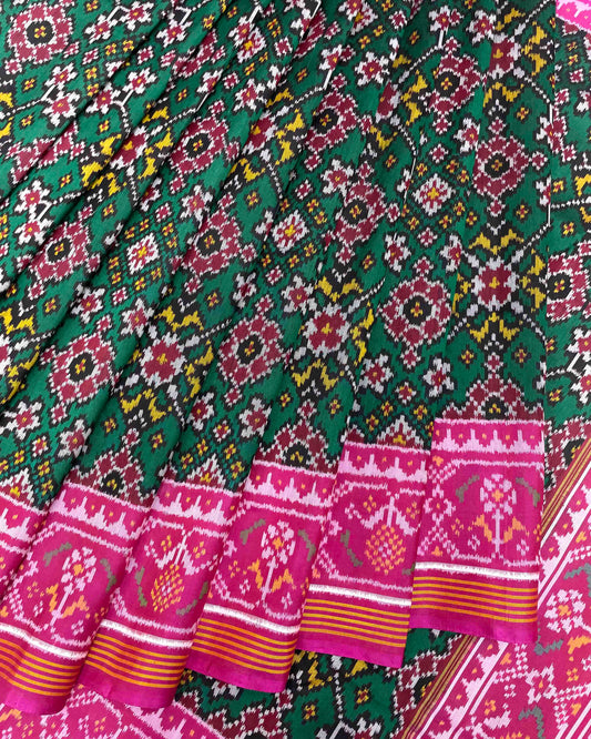 Pink & Green Navratan Patola Saree