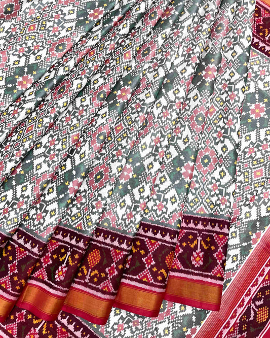 Red & White Navratan Patola Saree