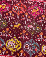 Red & Multicolour Deer Fliower Patola Saree