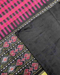 Black & Pink Chex Design Patola Saree