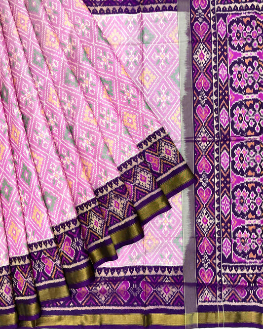 Purple & Light Pink Panchanda Patola Saree