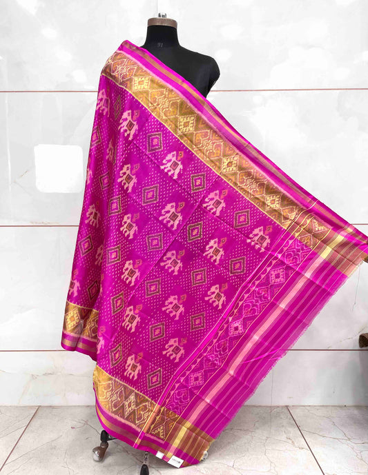 Pink Elephant Panchanda Mix Patola Dupatta