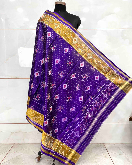 Purplish Blue Panchanda Doted Patola Dupatta