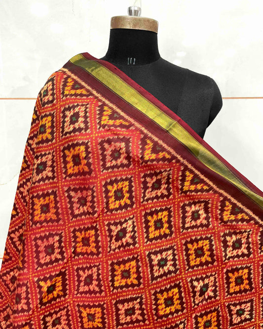 Maroon & Red Panchanda Patola Dupatta